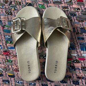 Torrid Gold Slide Sandals with Buckle